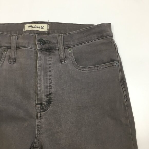 MADEWELL Gray 9" High Rise Skinny Raw Edge Hem 5 Pocket Logo Hardware Jeans - Picture 7 of 13
